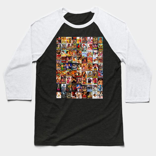 amitabh Bachchan-Collage artwork Baseball T-Shirt by SAN ART STUDIO 